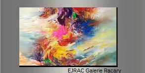 Tableau peint main Pastel Abstrait 75x37cm