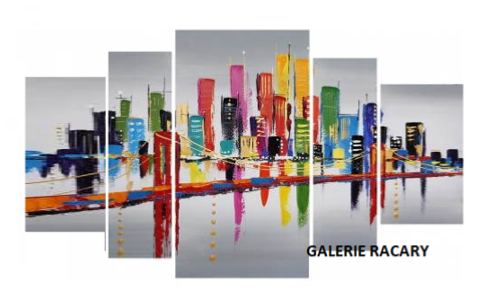 Tableau peinture Ville Multicolore xxl artiste EJRAC